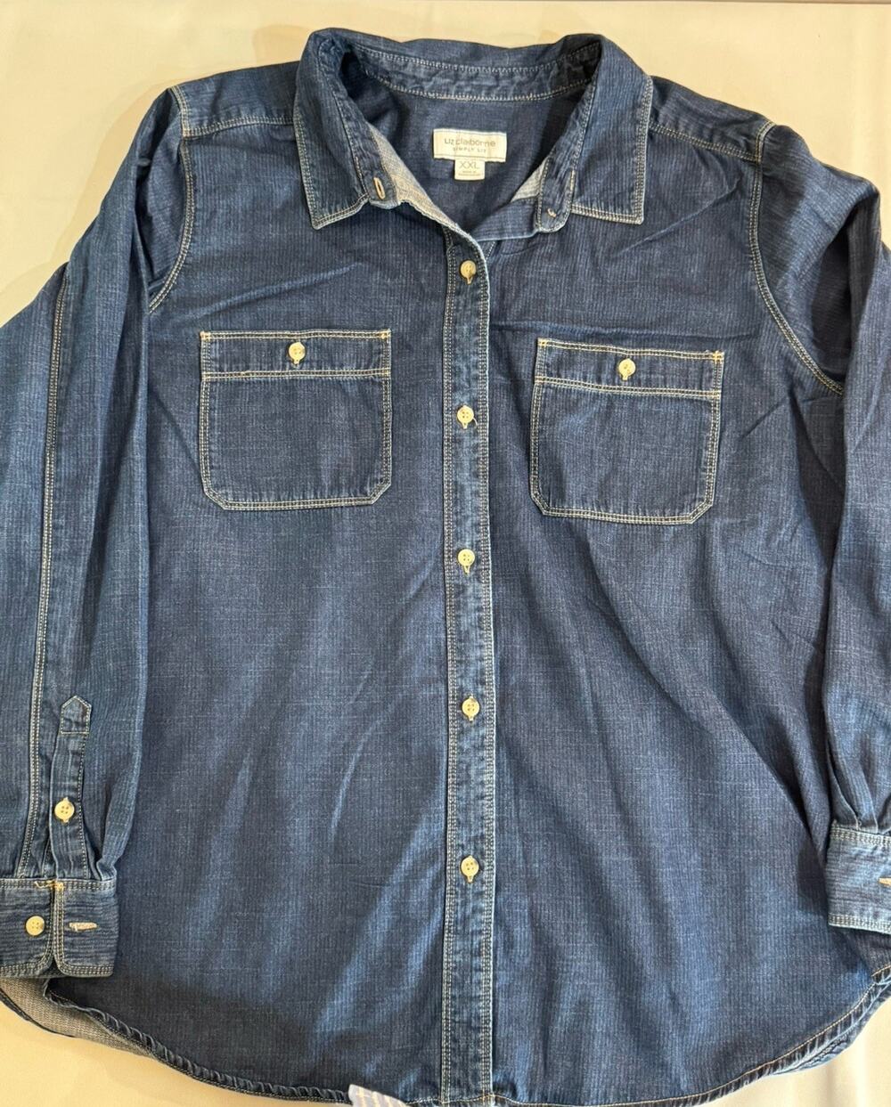 Simply Liz Soft Denim Button Down Woman’s Shirt XXL